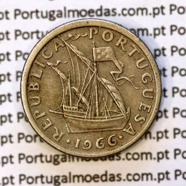 coin of 2-1/2 Escudos 1966, 2.50 Escudos 1966 Copper-Nickel Portuguese Republic, (VF), World Coins Portugal KM 590