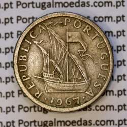 coin of 2-1/2 Escudos 1967, 2.50 Escudos 1967 Copper-Nickel Portuguese Republic, (F), World Coins Portugal KM 590