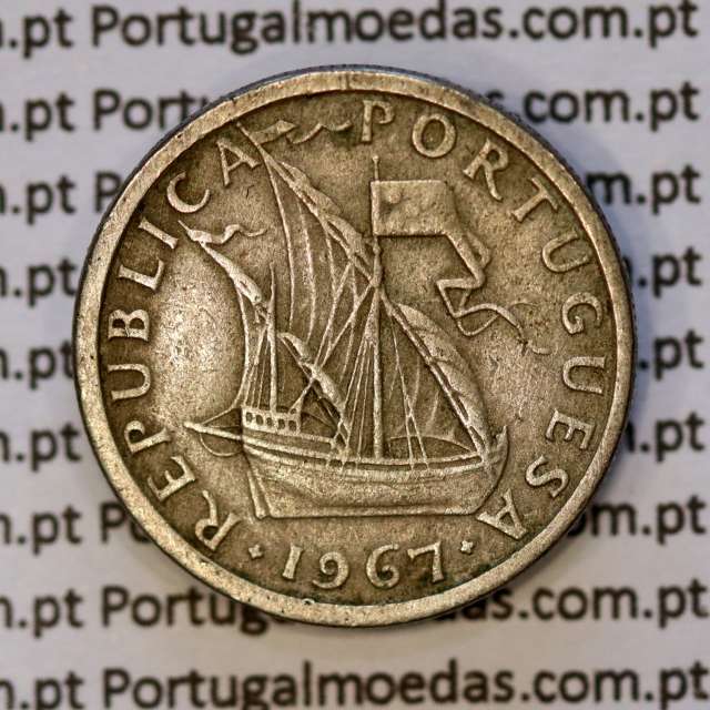 coin of 2-1/2 Escudos 1967, 2.50 Escudos 1967 Copper-Nickel Portuguese Republic, (F), World Coins Portugal KM 590