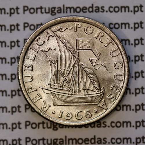 coin of 2-1/2 Escudos 1968, 2.50 Escudos 1968 Copper-Nickel Portuguese Republic, (BU/UNC), World Coins Portugal KM 590