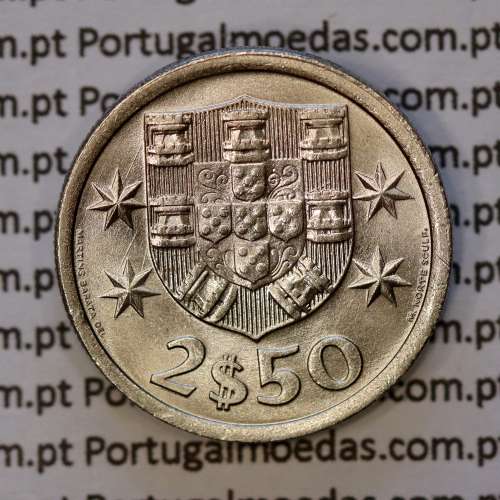 coin of 2-1/2 Escudos 1968, 2.50 Escudos 1968 Copper-Nickel Portuguese Republic, (BU/UNC), World Coins Portugal KM 590