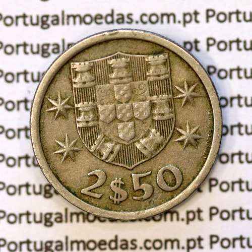 coin of 2-1/2 Escudos 1968, 2.50 Escudos 1968 Copper-Nickel Portuguese Republic, (VF), World Coins Portugal KM 590