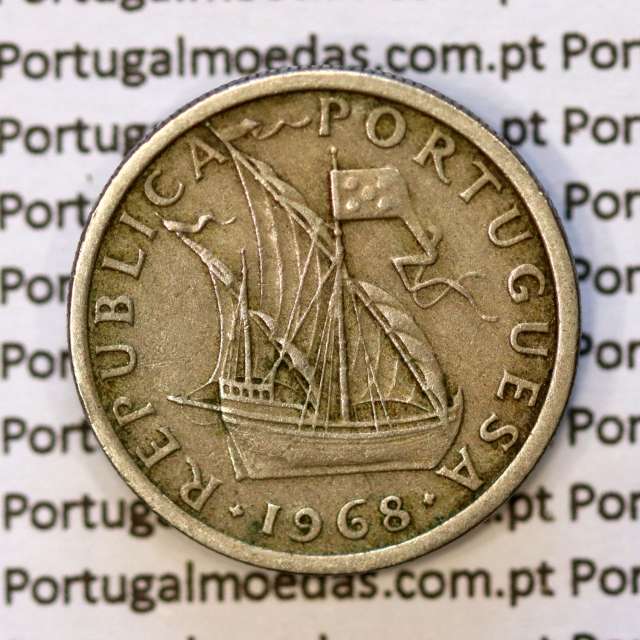 2$50 escudos 1968  cuproníquel, 2 escudos e 50 centavos 1968 da República Portuguesa, (MBC), World Coins Portugal KM 590