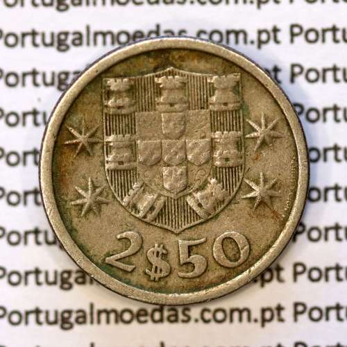 coin of 2-1/2 Escudos 1968, 2.50 Escudos 1968 Copper-Nickel Portuguese Republic, (F), World Coins Portugal KM 590