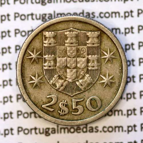 coin of 2-1/2 Escudos 1969, 2.50 Escudos 1969 Copper-Nickel Portuguese Republic, (F), World Coins Portugal KM 590