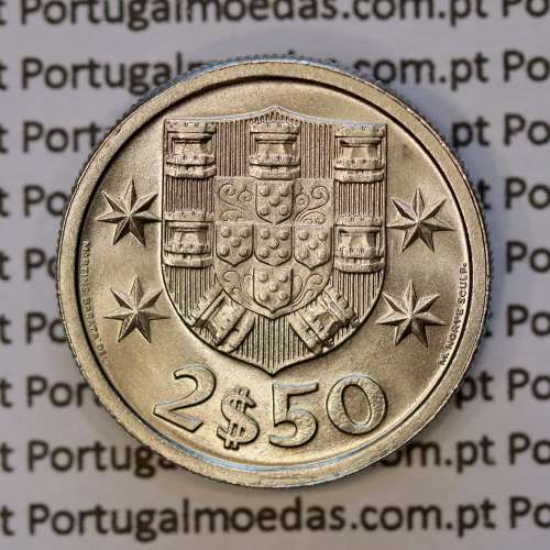 coin of 2-1/2 Escudos 1970, 2.50 Escudos 1970 Copper-Nickel Portuguese Republic, (BU/UNC), World Coins Portugal KM 590