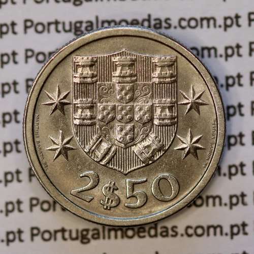 coin of 2-1/2 Escudos 1970, 2.50 Escudos 1970 Copper-Nickel Portuguese Republic, (XF), World Coins Portugal KM 590