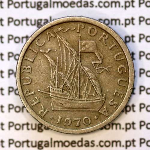 2$50 escudos 1970  cuproníquel, 2 escudos e 50 centavos 1970 da República Portuguesa, (MBC), World Coins Portugal KM 590