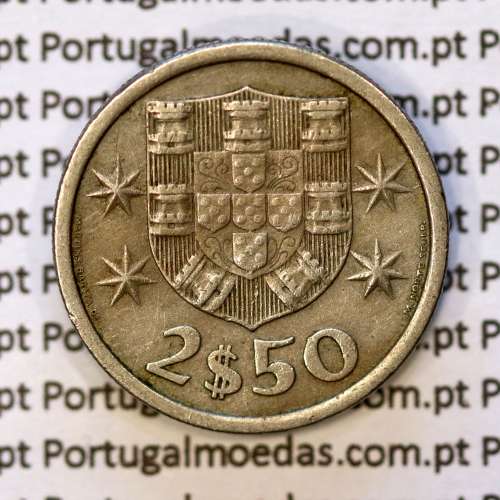2$50 escudos 1970  cuproníquel, 2 escudos e 50 centavos 1970 da República Portuguesa, (MBC), World Coins Portugal KM 590