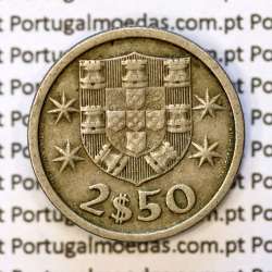 coin of 2-1/2 Escudos 1970, 2.50 Escudos 1970 Copper-Nickel Portuguese Republic, (F), World Coins Portugal KM 590