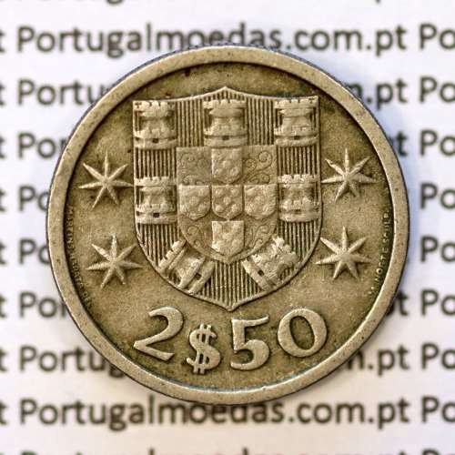 coin of 2-1/2 Escudos 1970, 2.50 Escudos 1970 Copper-Nickel Portuguese Republic, (F), World Coins Portugal KM 590
