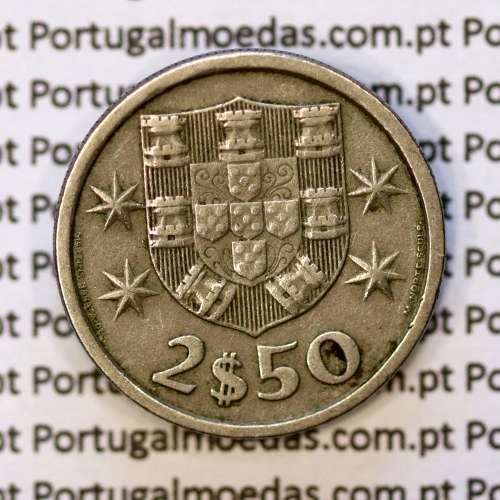 coin of 2-1/2 Escudos 1971, 2.50 Escudos 1971 Copper-Nickel Portuguese Republic, (F), World Coins Portugal KM 590