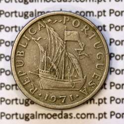 coin of 2-1/2 Escudos 1971, 2.50 Escudos 1971 Copper-Nickel Portuguese Republic, (F), World Coins Portugal KM 590