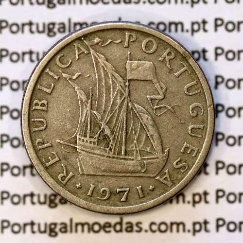 coin of 2-1/2 Escudos 1971, 2.50 Escudos 1971 Copper-Nickel Portuguese Republic, (F), World Coins Portugal KM 590