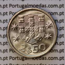 coin of 2-1/2 Escudos 1972, 2.50 Escudos 1972 Copper-Nickel Portuguese Republic, (BU/UNC), World Coins Portugal KM 590