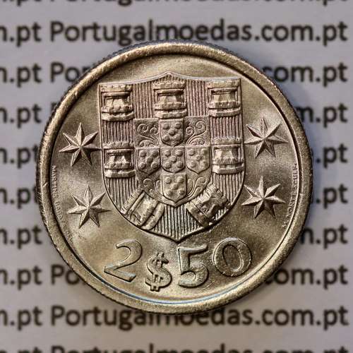 coin of 2-1/2 Escudos 1972, 2.50 Escudos 1972 Copper-Nickel Portuguese Republic, (BU/UNC), World Coins Portugal KM 590