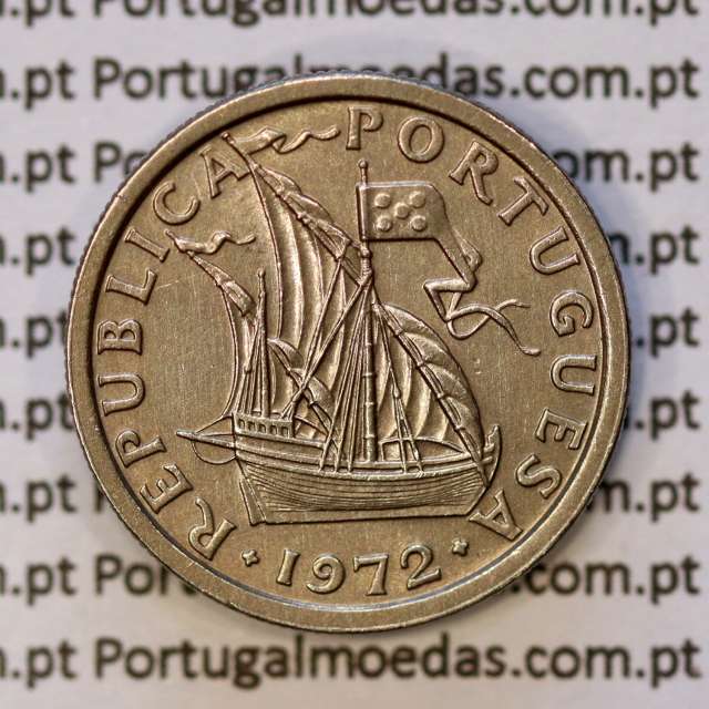 coin of 2-1/2 Escudos 1972, 2.50 Escudos 1972 Copper-Nickel Portuguese Republic, (EF/XF), World Coins Portugal KM 590