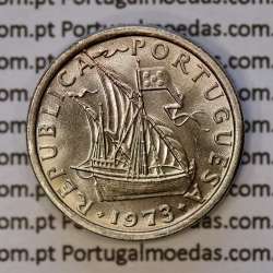coin of 2-1/2 Escudos 1973, 2.50 Escudos 1973 Copper-Nickel Portuguese Republic, (BU/UNC), World Coins Portugal KM 590