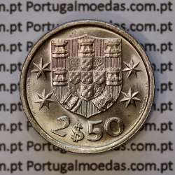 coin of 2-1/2 Escudos 1973, 2.50 Escudos 1973 Copper-Nickel Portuguese Republic, (BU/UNC), World Coins Portugal KM 590