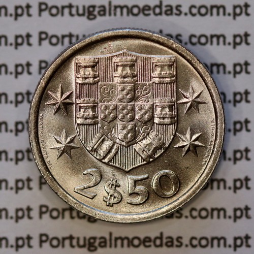 2$50 escudos 1973  cuproníquel, 2 escudos e 50 centavos 1973 da República Portuguesa, (Soberba), World Coins Portugal KM 590