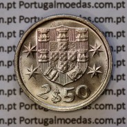 2$50 escudos 1973  cuproníquel, 2 escudos e 50 centavos 1973 da República Portuguesa, (Soberba), World Coins Portugal KM 590