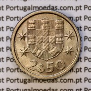 coin of 2-1/2 Escudos 1973, 2.50 Escudos 1973 Copper-Nickel Portuguese Republic, (EF/XF), World Coins Portugal KM 590