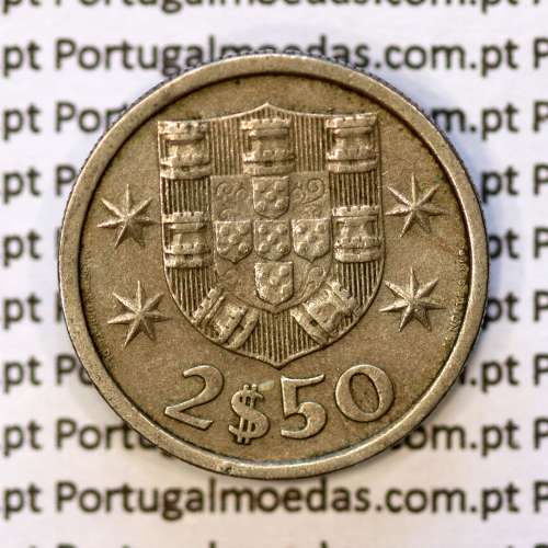 coin of 2-1/2 Escudos 1973, 2.50 Escudos 1973 Copper-Nickel Portuguese Republic, (VF), World Coins Portugal KM 590