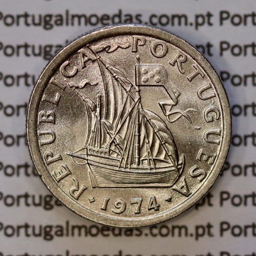 2$50 escudos 1974  cuproníquel, 2 escudos e 50 centavos 1974 da República Portuguesa, (Soberba), World Coins Portugal KM 590