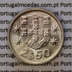 coin of 2-1/2 Escudos 1974, 2.50 Escudos 1974 Copper-Nickel Portuguese Republic, (BU/UNC), World Coins Portugal KM 590