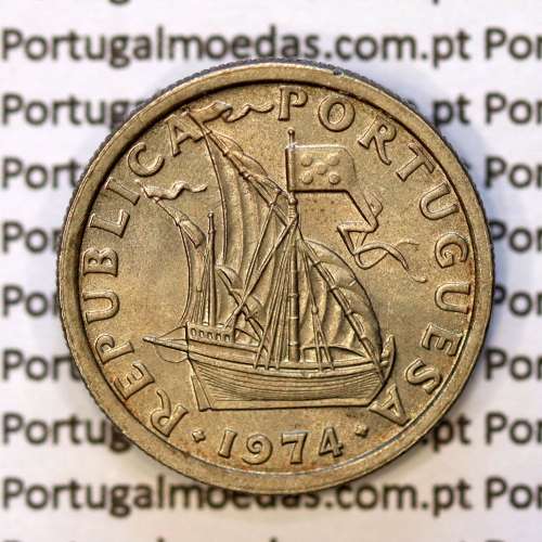 2$50 escudos 1974  cuproníquel, 2 escudos e 50 centavos 1974 da República Portuguesa, (Bela), World Coins Portugal KM 590