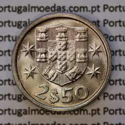 2$50 escudos 1975  cuproníquel, 2 escudos e 50 centavos 1975 da República Portuguesa, (Soberba), World Coins Portugal KM 590