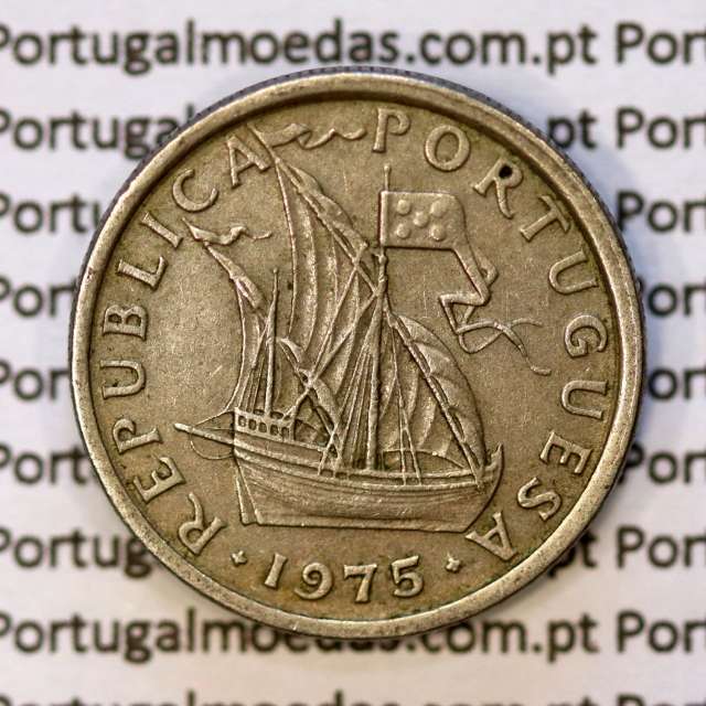 2$50 escudos 1975  cuproníquel, 2 escudos e 50 centavos 1975 da República Portuguesa, (MBC+), World Coins Portugal KM 590