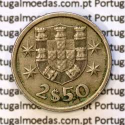 2$50 escudos 1975  cuproníquel, 2 escudos e 50 centavos 1975 da República Portuguesa, (MBC+), World Coins Portugal KM 590