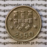 2$50 escudos 1975  cuproníquel, 2 escudos e 50 centavos 1975 da República Portuguesa, (MBC), World Coins Portugal KM 590