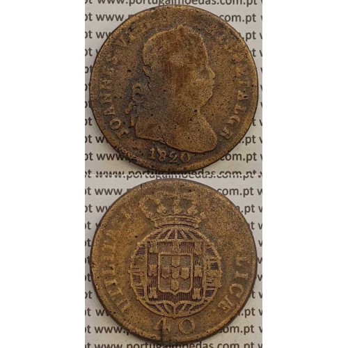 MOEDA PATACO (40 RÉIS) BRONZE 1820 (BC-) LEGENDA SEPARADA