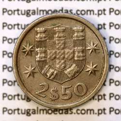 2$50 escudos 1976  cuproníquel, 2 escudos e 50 centavos 1976 da República Portuguesa, (MBC+), World Coins Portugal KM 590