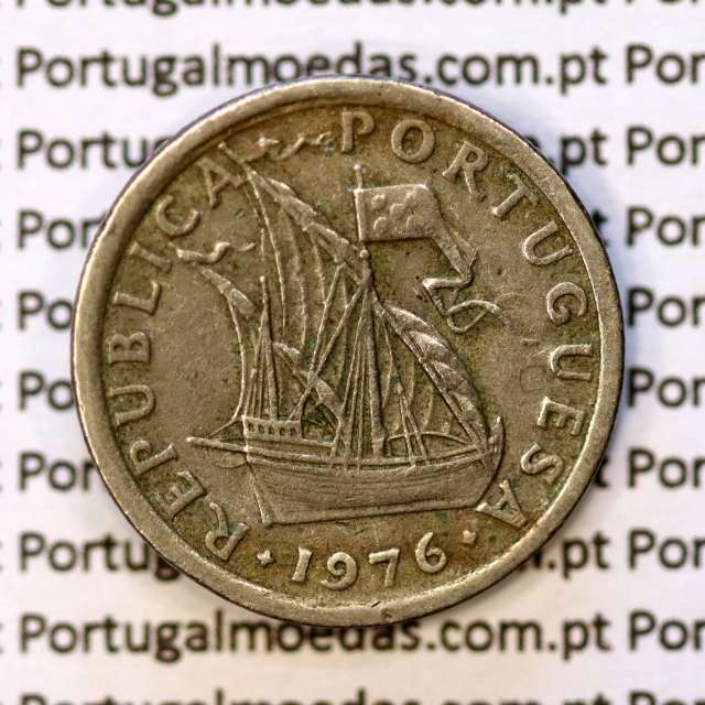 coin of 2-1/2 Escudos 1976, 2.50 Escudos 1976 Copper-Nickel Portuguese Republic, (VF+), World Coins Portugal KM 590