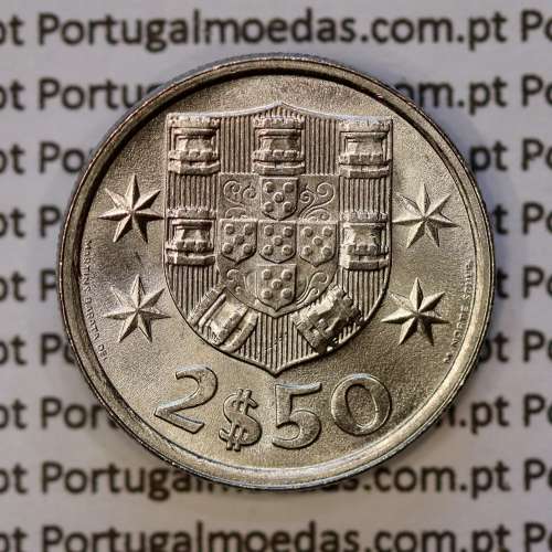 2$50 escudos 1977  cuproníquel, 2 escudos e 50 centavos 1977 da República Portuguesa, (Soberba), World Coins Portugal KM 590