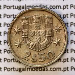 2$50 escudos 1977  cuproníquel, 2 escudos e 50 centavos 1977 da República Portuguesa, (MBC+), World Coins Portugal KM 590