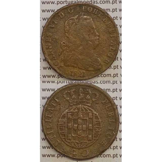 MOEDA PATACO (40 RÉIS) BRONZE 1821 (BC+) LEGENDA SEPARADA