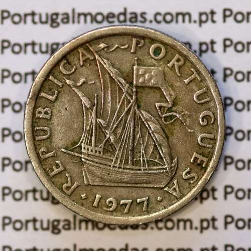 2$50 escudos 1977  cuproníquel, 2 escudos e 50 centavos 1977 da República Portuguesa, (MBC), World Coins Portugal KM 590