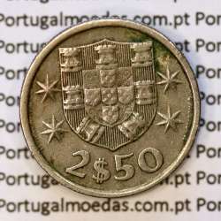 coin of 2-1/2 Escudos 1977, 2.50 Escudos 1977 Copper-Nickel Portuguese Republic, (VF), World Coins Portugal KM 590