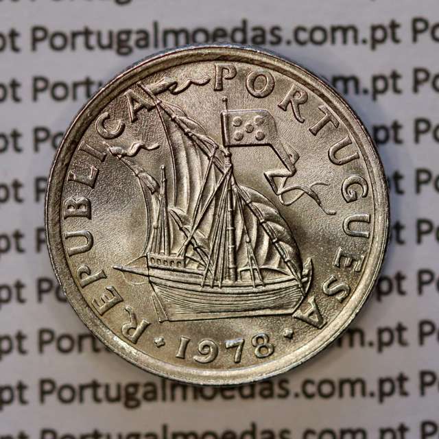 coin of 2-1/2 Escudos 1978, 2.50 Escudos 1978 Copper-Nickel Portuguese Republic, (BU/UNC), World Coins Portugal KM 590