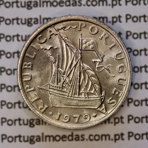 coin of 2-1/2 Escudos 1979, 2.50 Escudos 1979 Copper-Nickel Portuguese Republic, (BU/UNC), World Coins Portugal KM 590