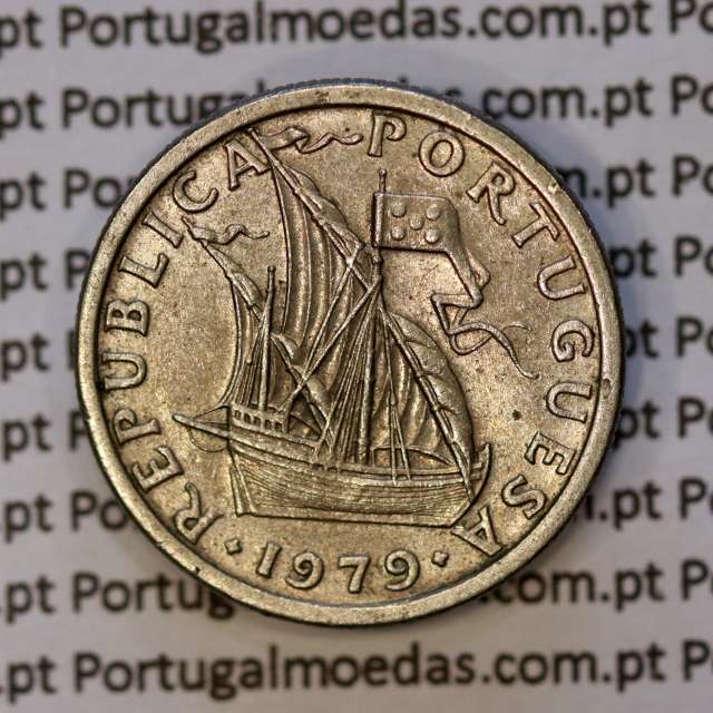 coin of 2-1/2 Escudos 1979, 2.50 Escudos 1979 Copper-Nickel Portuguese Republic, (VF+), World Coins Portugal KM 590