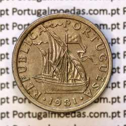 2$50 escudos 1981  cuproníquel, 2 escudos e 50 centavos 1981 da República Portuguesa, (MBC+), World Coins Portugal KM 590