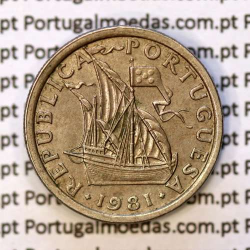 coin of 2-1/2 Escudos 1981, 2.50 Escudos 1981 Copper-Nickel Portuguese Republic, (VF+), World Coins Portugal KM 590