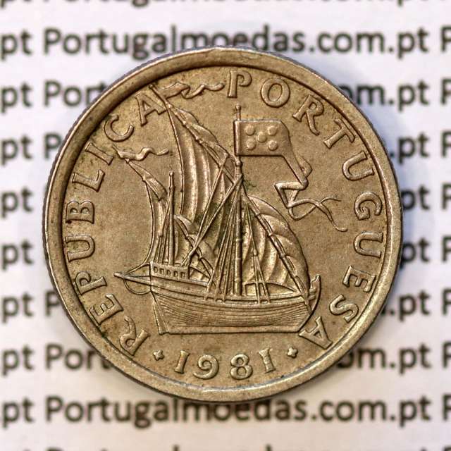 2$50 escudos 1981  cuproníquel, 2 escudos e 50 centavos 1981 da República Portuguesa, (MBC+), World Coins Portugal KM 590