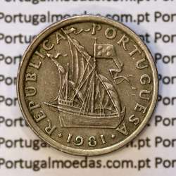 2$50 escudos 1981  cuproníquel, 2 escudos e 50 centavos 1981 da República Portuguesa, (MBC), World Coins Portugal KM 590