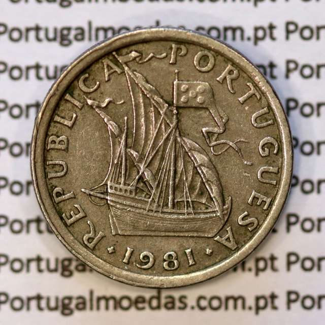 2$50 escudos 1981  cuproníquel, 2 escudos e 50 centavos 1981 da República Portuguesa, (MBC), World Coins Portugal KM 590